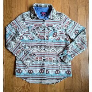 Rock & Roll Denim Flannel Shirt Jacket Southwest Aztec Geometric Medium